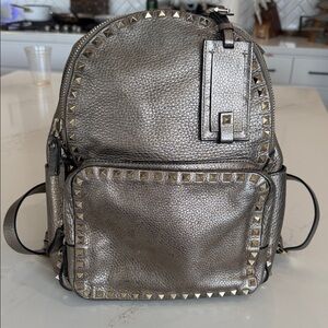 Valentino Garavani Rockstud Gold Metallic Backpack